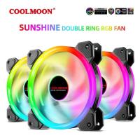 ราคา พัดลมเคสไฟวงแหวน Coolmoon Sunshine Double-ring RGB 6Pin 120mm. (21183417436)