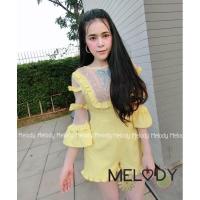 ราคา จั้มสูทขาสั้น แต่งระบาย งานป้ายmelody ไซส์s (5861320438)