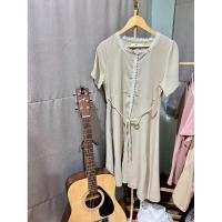 ราคา เสื้อผ้ามือสอง เดรสสีเขียวขี้ม้าอ่อน (23248315762)