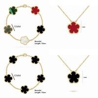 ราคา INS Hot Selling 15mm Natural Stone Five Leaf Flower Set Bracelet Necklace Flower Jewelry For Women Free Shipping For Dai (26909047732)