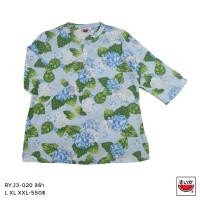 ราคา เสื้อแตงโม (SUIKA) - เสื้อคอจีนจีบอกผ้าเรยอง แขน 3 ส่วน ลายดอกไม้ ( RY.J3-020) (20775917431)