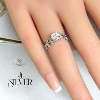 ราคา แหวนเพชรโมอีสซาไนท์แท้ แหวนผู้หญิง เงินแท้ เพชร 1 กะรัต ใบมะกอก (42653745780)