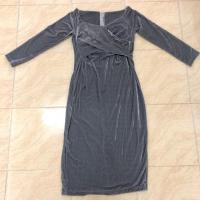 ราคา Dress กำมะหยี่สีเทา ใส่ออกงานเรียบหรูดูดี (1393696038)