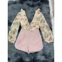 ราคา peony จั๊มสูทขาสั้นงานป้าย (4470329243)