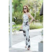 ราคา ส่งฟรีจั้มสูทขายาวสีขาวลายหินอ่อนงานป้ายpeonyราคาถูก (7796383269)