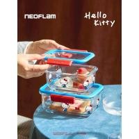 ราคา พร้อมส่งด่วน Neoflam x Hello Hitty กล่องเนื้อแก้ว ลายคิตตี้ ฝาปิดแน่น กระเป๋าเก็บอุณหภูมิ รุ่นสีแดง-ฟ้า (53107219263)