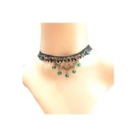 ราคา TANITTgems Vintage Green Crystals French Lace short Necklace (216673008)