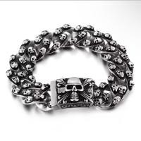 ราคา 20 มม.แฟชั่นชายโครงกระดูกสร้อยข้อมือสแตนเลส Retro Cross Vintage สีดําทั้งหมด Skull Chain สร้อยข้อมือเครื่องประดับ (49400221862)