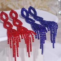 ราคา Luxury Bling Colorful Rhinestone Long Tassel Earrings for Women Trendy Drop Dangle Crystal Earrings Elegant Wedding Jewe (55050023491)