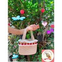 ราคา Ongtong/กระเป๋าถักเชือก​ฟอกลายเค้กสตอเบอรี่-งานฝีมือคนไทย (23149578972)