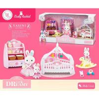 ราคา เฟอร์นิเจอร์ชุดห้องนอนเด็ก สำหรับเล่นบ้านตุ๊กตากระต่ายหนูหมีกระรอก Happy Family แบบ Sylvanian Families (4752306905)