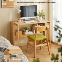 ราคา NEW Folding desk Small home office computer desk learning desk desk bookshelf integrated desk storage shelf 折叠桌meja lama (57303363861)
