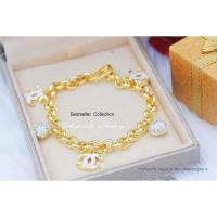 ราคา สร้อยข้อมือจี้หัวใจประดับเพชร CZ แท้หุ้มทองคำแท้ 5 ไมครอน (2628503578)