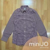 ราคา เสื้อ Shirt แขนยาว Uniqlo สีแดง ลายตาราง (มือสอง) (29119664763)