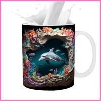 ราคา 3D Dolphin แก้วเซรามิค 3D แบนทาสีน่ารักแก้วเซรามิคแก้วกาแฟ 11oz Dolphin Decor แก้วกาแฟสําหรับกาแฟ agremy (40180081542)