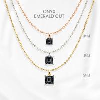 ราคา สร้อยคอนิลดำแท้ (Onyx) ทรงสี่เหลี่ยมมินิมอล เงิน 925 ชุบทองคำขาว/ทอง/โรสโกลด์ จี้พลอยGEORGE Jewelry (49405012870)