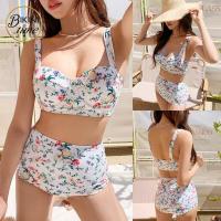ราคา BikiniTime (M-XL) SB201 บิกินี่ ชุดว่ายน้ำแฟชั่น ทูพีซ สีขาวลายดอกไม้ กางเกงเอวสูง ชุดว่ายน้ำผู้หญิง (16167408402)