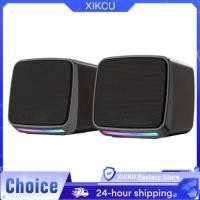 ราคา Mini Stereo Sound Speakers With Cool Lights Computer Speakers USB Powered 3.5mm Portable Speakers for Computer Laptop (45003380382)