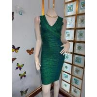 ราคา B HERVE LEGER เดรสแขนกุดสีเขียวเข้มลายสีเขียววิ้ง (27676489659)