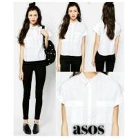 ราคา ASOS Short Shirt Top. เสื้อเชิ้ตแขนสั้น คอปก แต่งกระเป๋าสองข้าง เนื้อผ้าสวยเนี้ยบ ทรงสวย งานแท้ (500059)