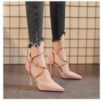 ราคา รองเท้าส้นสูง หัวแหลม แต่งสายรัดข้อเท้า แฟชั่นสําหรับสตรี (29406540574)