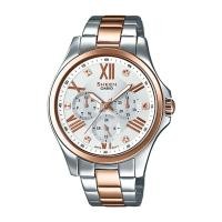 ราคา Casio Sheen นาฬิกาข้อมือผู้หญิง สายสเตนเลส รุ่น SHE-3806SPG,SHE-3806SPG-7A,SHE-3806SPG-7AUDR - สีเงินสลับพิงค์โกลด (1977412317)