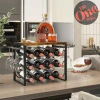 ราคา ชั้นวางไวน์ ไม้เหล็ก พร้อมที่แขวนแก้ว | Wine Rack ชั้นเก็บไวน์ ตั้งโต๊ะ วางไวน์หลายขวด ที่เก็บแก้วไวน์ Wine Holder (24737862440)