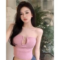 ราคา เสื้อเกาะอกไหมพรม สีชมพู โชว์ร่องอก อก 34-36 พร้อมส่ง มือ1 (23243584611)