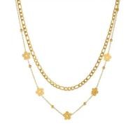 ราคา เซ็ทสร้อยคอสร้อยข้อมือดอกไม้ Multi layer flower pendant Necklace with bracelet set (52950179393)