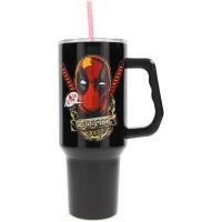 ราคา Silver Buffalo Marvel Deadpool ถ้วยแบนสแตนเลสสองชั้นพร้อมที่จับและหลอด, เหมาะสําหรับที่วางแก้วมาตรฐาน, 40oz (54060089391)