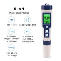 ราคา 5 in 1 TDS/PH/EC/TEMP/Salinity Meter เครื่องวัด PH/TDS/EC /อุณหภูมิ /ความเค็ม PH Meters เครื่องวัดคุณภาพน้ำ (21124246025)