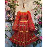 ราคา มินิเดรสโบฮีเมี่ยนสีแดง ผ้าสปันพิมพ์ลาย (25271752078)