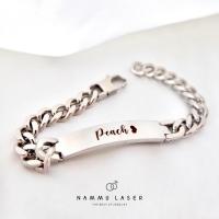 ราคา สร้อยข้อมือสายเลสตะขอเกี่ยวสลักชื่อสแตนเลสแท้‼️ (14187530209)