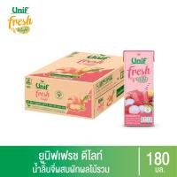 ราคา [ยกลัง 36 กล่อง] ยูนิฟ เฟรช ดีไลท์ น้ำลิ้นจี่ผสมผักผลไม้รวม 40% 180 มล. (14459057483)