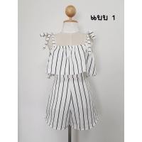 ราคา พร้อมส่ง ชุดเซ็ท เปิดไหล่ (มีสายเดี่ยวผูกโบว์) กางเกงขาสั้น ผู้หญิง (1701589954)