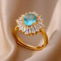ราคา Vintage Geometric Zircon Rings for Women Stainless Steel Gold Color Punk Open Finger Ring Aesthetic Wedding Jewelry bagu (46100388652)