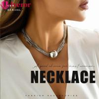 ราคา LVEROR Chunky Chain Necklace, Ball Pendant Alloy Chunky Choker Necklace, Design Jewelry Accessories Gold Color Geometric Sphere Pendant Choker Wedding (53510433853)