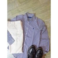 ราคา KEMEJA New Navy Blue Stripe Shirt Polo Ralph Lauren Mens Womens Oxford Cotton Second Original (42923274305)