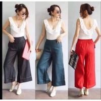 ราคา กางเกงขาบานผ้าลินินแท้ 100% ทรง9ส่วน ด้านหลังเอวสม็อค✅ (47810588197)