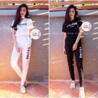 ราคา เซทเสื้อแขนสั้นกับกางเกงขายาว สกรีน celine (125772935)