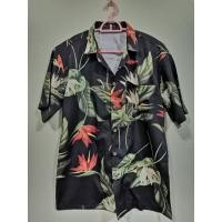 ราคา เสื้อฮาวายผู้ชายแขนสั้นสีดำลายใบไม้เขียว (15848105054)