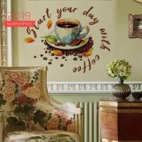 ราคา [ซันนี่ช็อป2019]ถ้วยกาแฟสติ๊กเกอร์ติดผนังร้านอาหารพื้นหลังตกแต่งภาพจิตรกรรมฝาผนังสําหรับคาเฟ่ห้องครัวตกแต่งบ้าน1ชิ้น (51210419140)