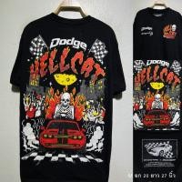 ราคา เสื้อยืดลายมันสกรีนเต็มหน้า-หลัง ผ้าดำเข้ม มือสอง size M (43104632992)