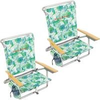 ราคา Tommy Bahama 2-Pack 5-Position Classic Lay แบนกระเป๋าเป้สะพายหลังเก้าอี้ชายหาดพร้อม Cooler และที่วางแก้ว, เก้าอี้ชายหาดพับแบบพกพาสําหรับ Tanning, ใบเขตร้อน (56658611745)