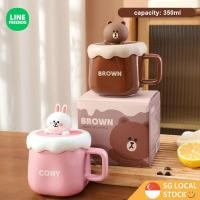 ราคา Line Friends Mug พร้อมฝาปิดเซรามิคชากาแฟถ้วยแก้ว 350ml (24536898964)
