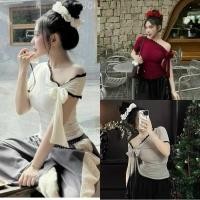 ราคา SUPER LUXURY SMALL LACE OFF SHOULDER DRESS WITH RED STRAP BOONG STORE LV067 (26120649428)