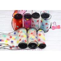 ราคา พร้อมส่ง ริบบิ้นผ้าออแกนดี้ ลายดาว เย็บขอบดำ กว้าง 10 ซม. (ขายเป็นหลา) (4450387153)