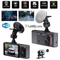 ราคา S3 Wifi Dashcam 3 เลนส์ HD Panoramic Synchronous Recording อินฟราเรด Night Vision กล้องติดรถยนต์ DVR (46604192779)