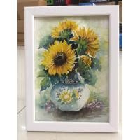 ราคา ภาพติดผนัง/ภาพวาดสีน้ำ/ภาพดอกทานตะวัน ขนาด 5x7 นิ้ว พร้อมกรอบ (23355450243)