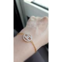 ราคา สร้อยข้อมือ ทองคำแท้ 18k หรือ ทอง 90 เพชรน้ำสะอาดที่สุด น้ำ 100 vvs ลวดลาย ชาแนล ความยาว 15-17 CM ป (45460439447)